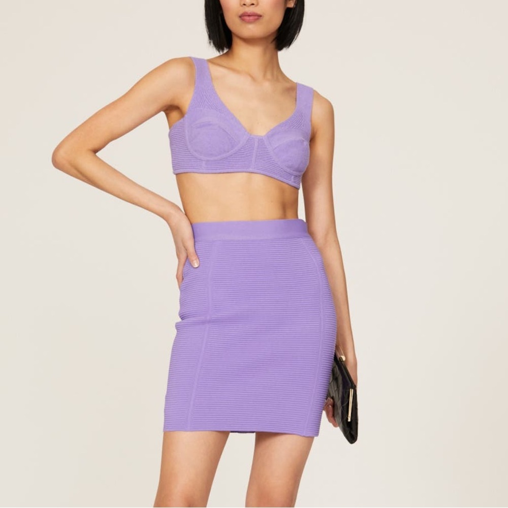 HERVE LEGER Orchid Ottoman Mini Skirt - Size S